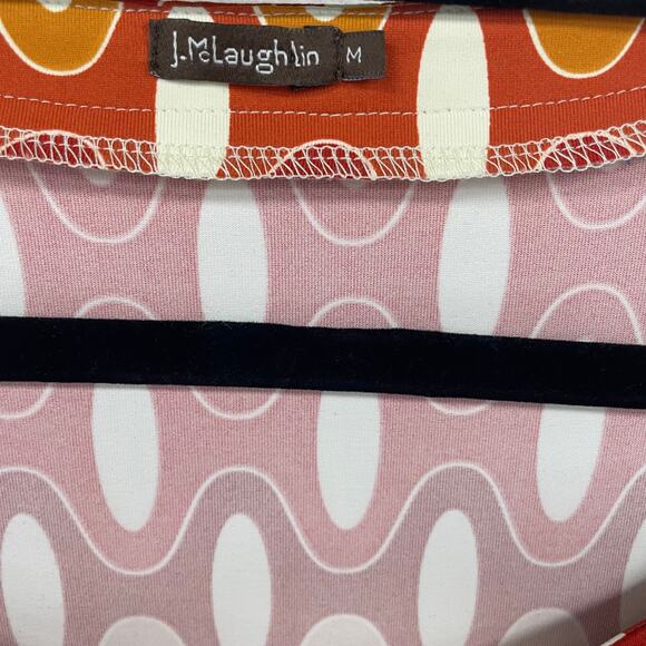 J. McLaughlin Emma Dress Catalina Cloth Red Orange Yellow Retro Print Medium - Picture 5 of 7